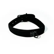 Adjustable Neoprene Collar with D-Ring by Fetish Pleasure Play in Black