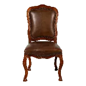 18th C Carved Walnut Leather Side or Desk Chair — Thrive Decor