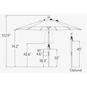 9' Starlux Collar Tilt Umbrella, Spa Canopy & Black Pole