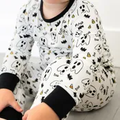 Black Trim Halloween Long Sleeve Sleep Set