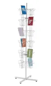 48-Pocket Rotating White Greeting Card Rack - 65”H x 16”D