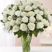 4 Dozen White Rose Vase
