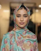 Paisley Print  Print Hijab - Turquoise+ Brown