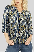 3/4 Sleeve V-Neck Notch Top