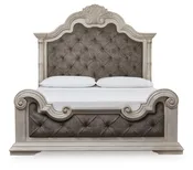 Andonhall Upholstered Panel Bed - Antique White