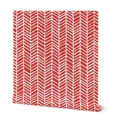 Herringbone Poppy Red Wallpaper by friztin (2’ x 9’)