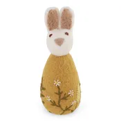 Felted Wool Big Bunny with Flower Embroidery, Ochre