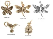 Beaucoup Designs Character Charms Butterfly, Dragonfly, Hummingbird, Ladybug 0.7in