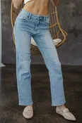 Mallory Mid Rise Straight Leg Jeans Light Wash