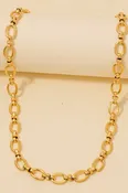 Intricate Oval Chain Link Necklace-Gold