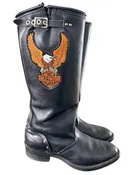 90s women’s black leather Harley Davidson boots with embroidered eagle size 6 - $250 - From Amanda
