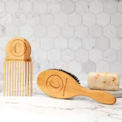 Bamboo Boar Bristle Hair Brush & Pick Bundle