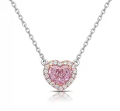 0.70ct Pink Heart Diamond Halo Pendant VS2 GIA