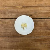 Antique Ironstone Butter Pat with Yellow Flower Floral Center