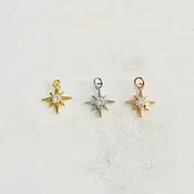 10mmx10mm Gold Plated or Rhodium Plated or Rose CZ 8 Point Star Cubic