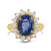 Cushion Blue Sapphire Halo Ring