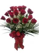 2 DOZEN PREMIUM RED ROSES VASED
