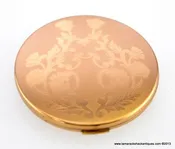 Elgin American Refillable Brass Compact w/Mirror Flower Design VTG Made in USA