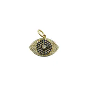 14K Gold Diamond & Sapphire Evil Eye Charm
