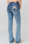 Grace In LA Women's American Wing Embroidered Bootcut Jean