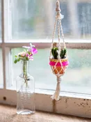 Mini Faux Succulent Macrame Hanger