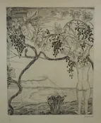 c 1920 Joseph Hecht "Vendange" (Grape Harvest) Engraving
