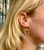 14 kt Agate Geode Earrings with Diamonds (Two versions)