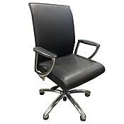 Allseating Zip Series Black Leather Conference Chair W/ Fixed Arms