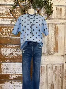 Blue Belle Polka Dot Short Sleeve Sweater