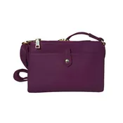 Compact Lockable Leather Shoulder Clutch Crossbody