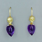 Amethyst Skull Earrings by Anthony Lent