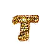 2.5” Letter T Appliqué -Gold Sequins/Beads