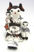 Acoma Judy Lewis Seated Storyteller Figurine with Two Children