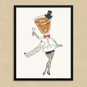 Anthropomorphic Bourbon Manhattan Cocktail Print