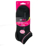 Airplus Women's No Show CoolMax Lightweight Socks, Black, Medium, 3 Pairs
