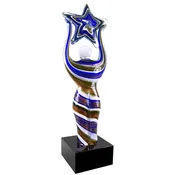 12" Glass Award Figure with Star and with Black Base
