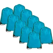 10 Drawstring Tote Bags - Aqua