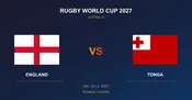 England vs Tonga Tickets - Rugby World Cup 2027 Brisbane
