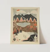 Mid Century 11" x 14" Prints Cascade Lakes Wall Art