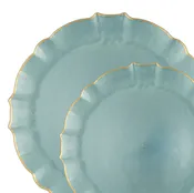 Aristocratic Pearl Plate Combo, Blue/Gold Rim (24 Count)