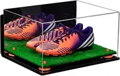 Large Display Case for Small Basketball High Top Shoes, Sneakers, Lacrosse, Soccer & Football Cleats with Mirror Back and Wall Mounts (A026/V12)