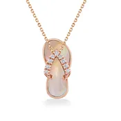 Classic Hawaiian Slipper Pendant with Pink Mother of Pearl and Diamonds