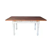 19th Century Classic Rustic Country Style Farmhouse Dining Table or Large Desk with Plank Top