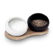 Rosendahl - Porcelain Salt & Pepper Cellars w/Oak Holder Set