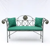 Maitland Smith Regency Style Steel and Bronze Bench w/ Lion Medallions Settee Lee Dowdy Antiques