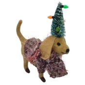 Dog with Christmas Tree Hat, Felt Ornament