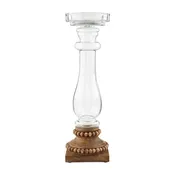 Glass & Beaded Wood Candlesticks-Medium size