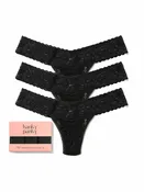 3 Pack Signature Lace® Low Rise Thongs Black