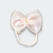 Glinda HeadBow Nylon Headband - Light Pink/Gold - Pale Pink