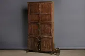 17th Century Spanish 6 Door Monastery Cabinet on Shoe Feet with Faux Bois Painted Finish